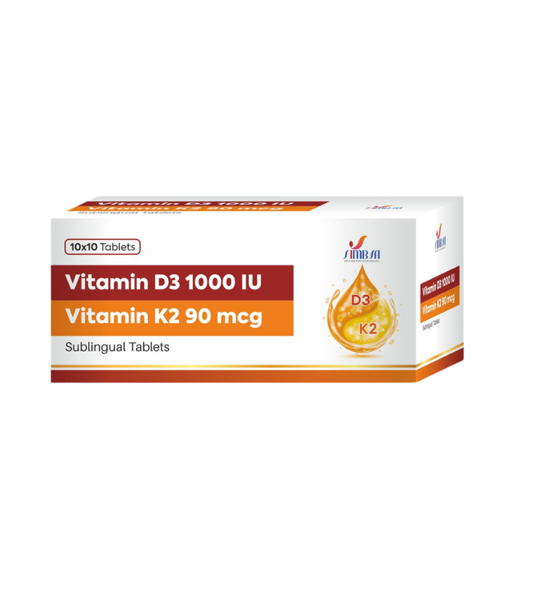 Vitamin D3 1000 IU & Vitamin K2 90 mcg Sublingual Tablets