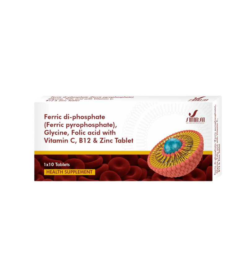Ferric Di-Phosphate, Glycine, Folic Acid with Vitamin C, B12 & Zinc Tablets